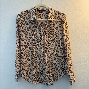 Guess Cheetah Print Button-Up Blouse